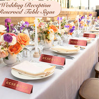 10pcs Elegant Golden Acrylic "Reserved" Table Signs - Waterproof, Double-Sided with Decorative Arrows, Perfect for Weddings, Parties, Restaurants & Meetings