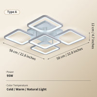 Modern LED Ceiling Light Fixture - Dimmable Metal Semi Flush Mount with Remote, Acrylic Shade, Infrared Sensor, 110-240V Hard-Wired Indoor Lighting for Living Room, Bedroom, Study - No Battery Required