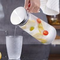 1pc, Water Pitcher With Lid, 37.1oz/54.1oz Heavy Duty Drink Picher, With Stainless Steel Lid Or Wooden Lid, For Juice, Bubble Tea, Summer Drinkware, Kitchen Stuff, Home Kitchen Items, Birthday Gifts