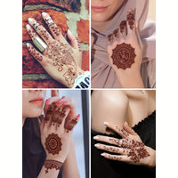 Red Henna Lace Floral Pattern Temporary Tattoos for Hand - 4-Pack