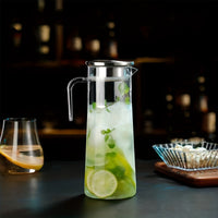 1pc, Water Pitcher With Lid, 37.1oz/54.1oz Heavy Duty Drink Picher, With Stainless Steel Lid Or Wooden Lid, For Juice, Bubble Tea, Summer Drinkware, Kitchen Stuff, Home Kitchen Items, Birthday Gifts