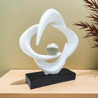 Luxury Resin Art Sculpture with Blue & Golden Glossy Finish – Elegant Abstract Design for Living Room, Wine Cabinet, TV Stand, or Office Decor