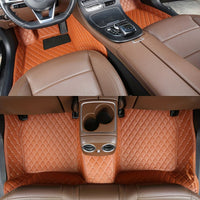 Luxury PU Leather Car Floor Mats - All-Weather Protection, Diamond Quilted Design