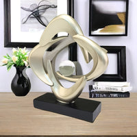 Luxury Resin Art Sculpture with Blue & Golden Glossy Finish – Elegant Abstract Design for Living Room, Wine Cabinet, TV Stand, or Office Decor
