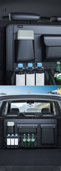 Large Capacity Car Trunk Organizer With Partition Design, Multifunctional PU Leather Storage Box
