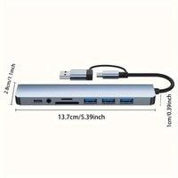 USB Hub with Audio Jack, Multi-Port Adapter - 8-in-1