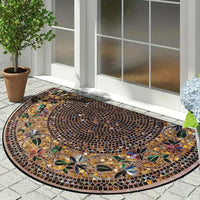 Luxury Retro Ethnic Style Semi-Circular Welcome Mat, Crystal Velvet with Starry Sky Design, 1000g/m² Weight, 6mm Thickness, Dust-Proof and Soil-Scraping Entrance Mat, Non-Slip Home Decor Mat, Indoor Welcome Mat | Starry Sky