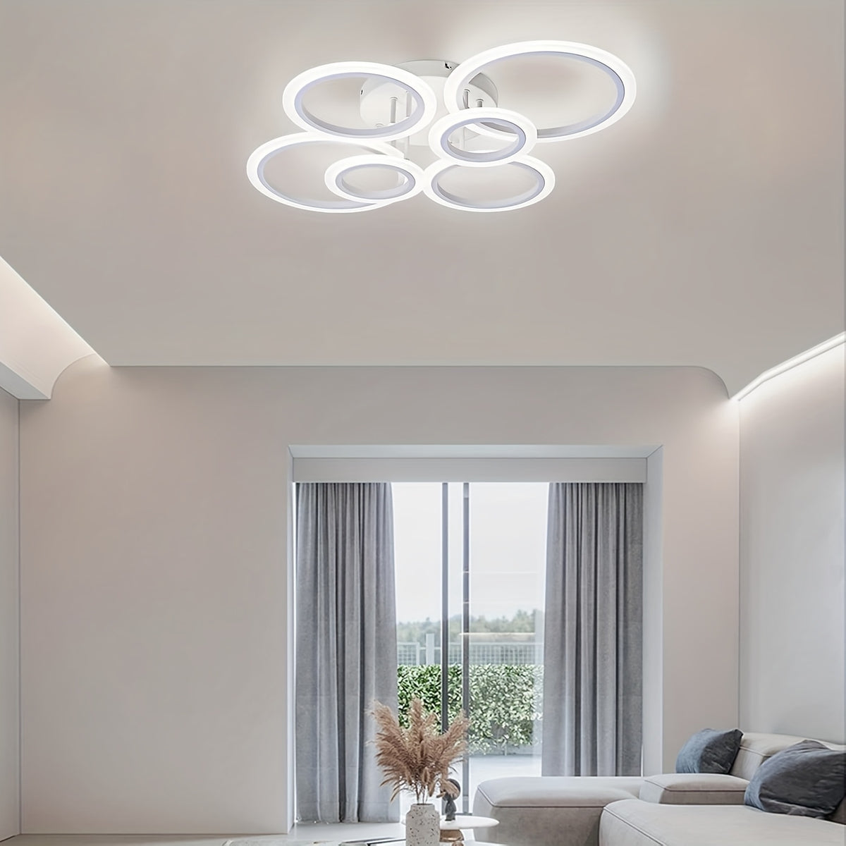 Modern LED Recessed Ceiling Light, 6-Ring Design, 4000K Non-Dimmable, E26 Base, for Kitchen, Living Room, Bedroom, Laundry Room Lighting - Indoor LED Lights, Energy Efficient, Ceiling Light Fixture
