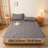 1pc Waterproof Mattress Pad Set, Dust & Stain Resistant, Soft Comfortable Bedding, Machine Washable, Polyester 100%, Polyurethane 100%, Woven, Active Printing, Ultrasonic Embossed, <3cm Thick, 80-85g Fabric Weight