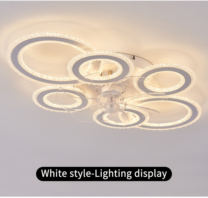 Modern Adjustable Ceiling Fan Light with Remote Control - 6 Brightness Levels, ABS/Acrylic/Metal Design, Mold-Resistant, Ideal for Living Room, Office, Bedroom, Kitchen, Fan for Bedroom, Perfect for Christmas Gifts, Holiday O