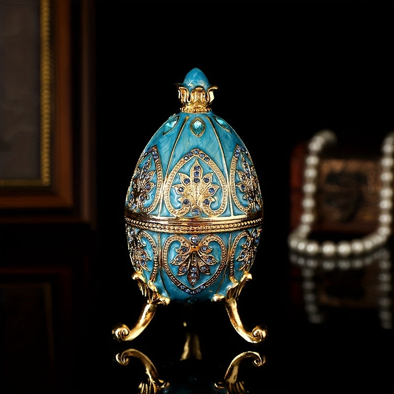 Elegant Hand-Painted Faberge Egg Trinket Box