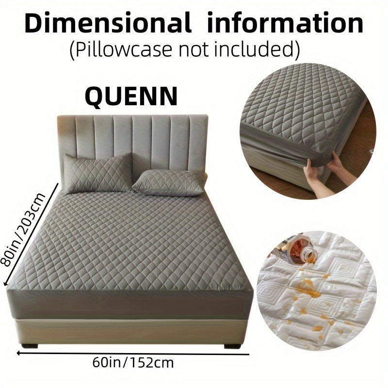 1pc Layered Solid Color Waterproof Mattress Protector (Without Pillowcase And Pillow Insert) Soft And Comfortable Mattress Cover Bedroom Guest Room Bedding Waterproof Mattress Protector Room Bedspread Non-slip All-inclusive P