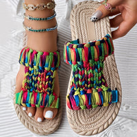 Colorful Woven Round Toe Casual Slippers