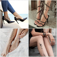 Temporary Tattoos - Long Flowers Vine Leaves Plant Designs - 12 Sheets