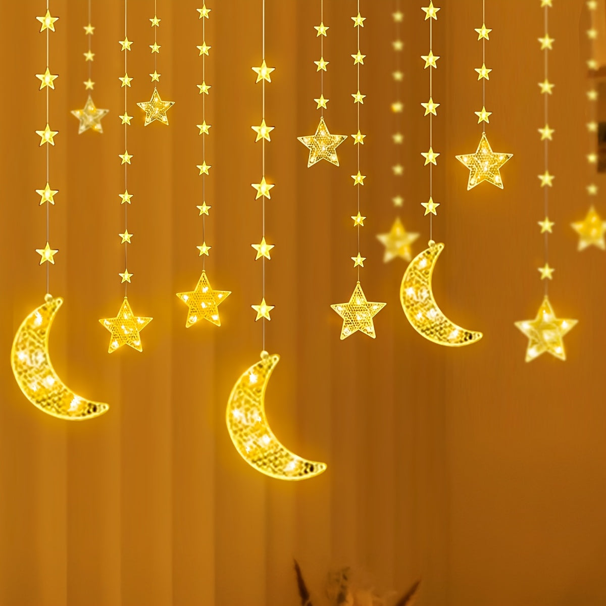 USB Powered, Moon & Star Fairy Lights for Indoor/Outdoor - 98 LED