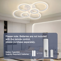LED Ceiling Light Fixture, 6 Rings Flush Mount Ceiling Light Dimmable 78.74cm 75W Remote Control Dimmable 3000K-6500K, for Living Room, Kitchen, Bedroom, Office, IH-YH4