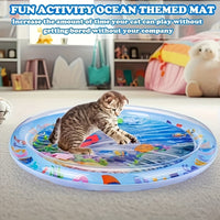 Interactive Splash-Proof Cat Play Mat with Floating Fish Design