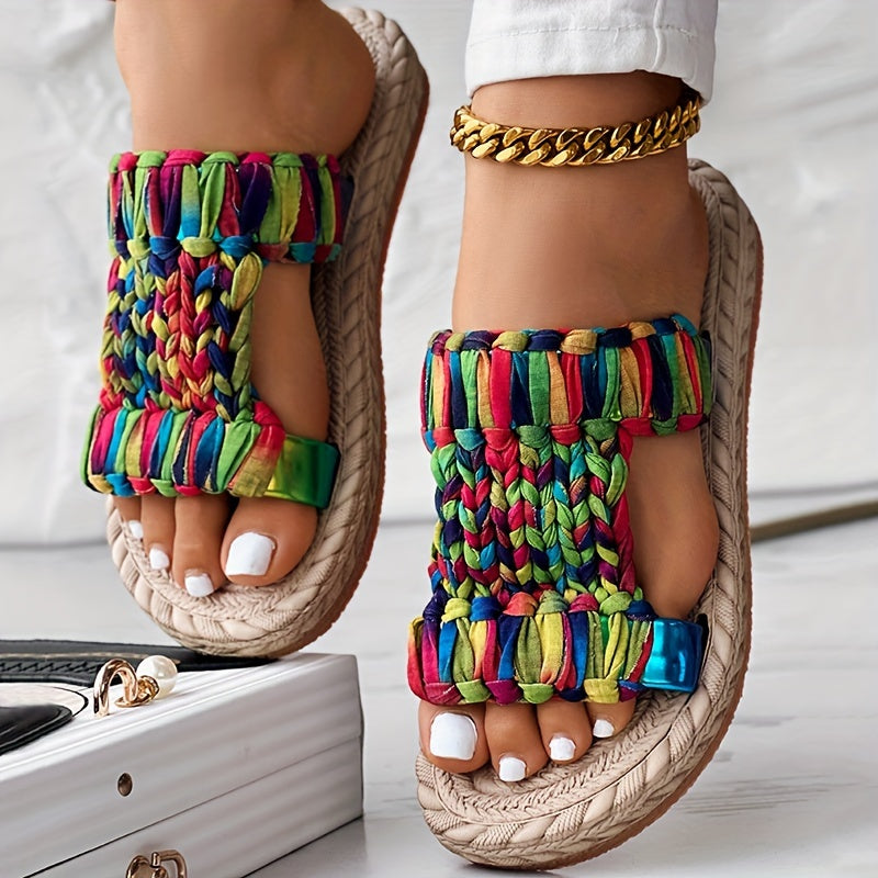 Colorful Woven Round Toe Casual Slippers