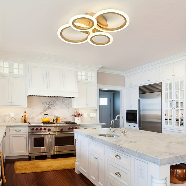 1pc Modern LED Recessed Ceiling Light, 4-ring Ceiling Light, Kitchen, Living Room, Bedroom, Laundry Lighting Fixture Ceiling Light, 4000K Non-dimmable