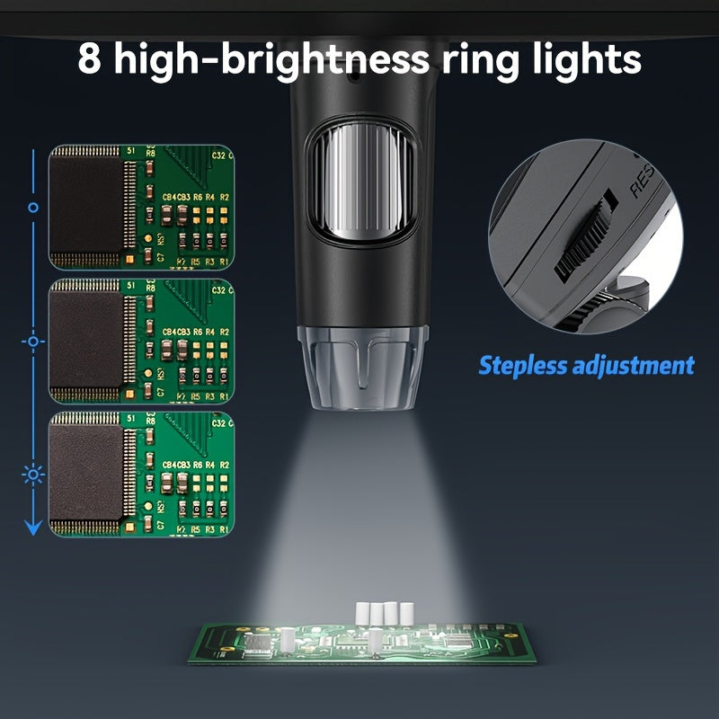 INSKAM 7-Inch 10-1200X Digital Microscope with 8 LED Lights - Versatile Magnifier for Education, Research, Coin Appraisal & Soldering - Realistic Image Capture, PC Compatible, Rechargeable Battery/USB Powered