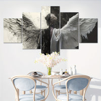 Angel Wings Canvas Art Set, Art Deco & Contemporary Style Wall Art - 5pcs