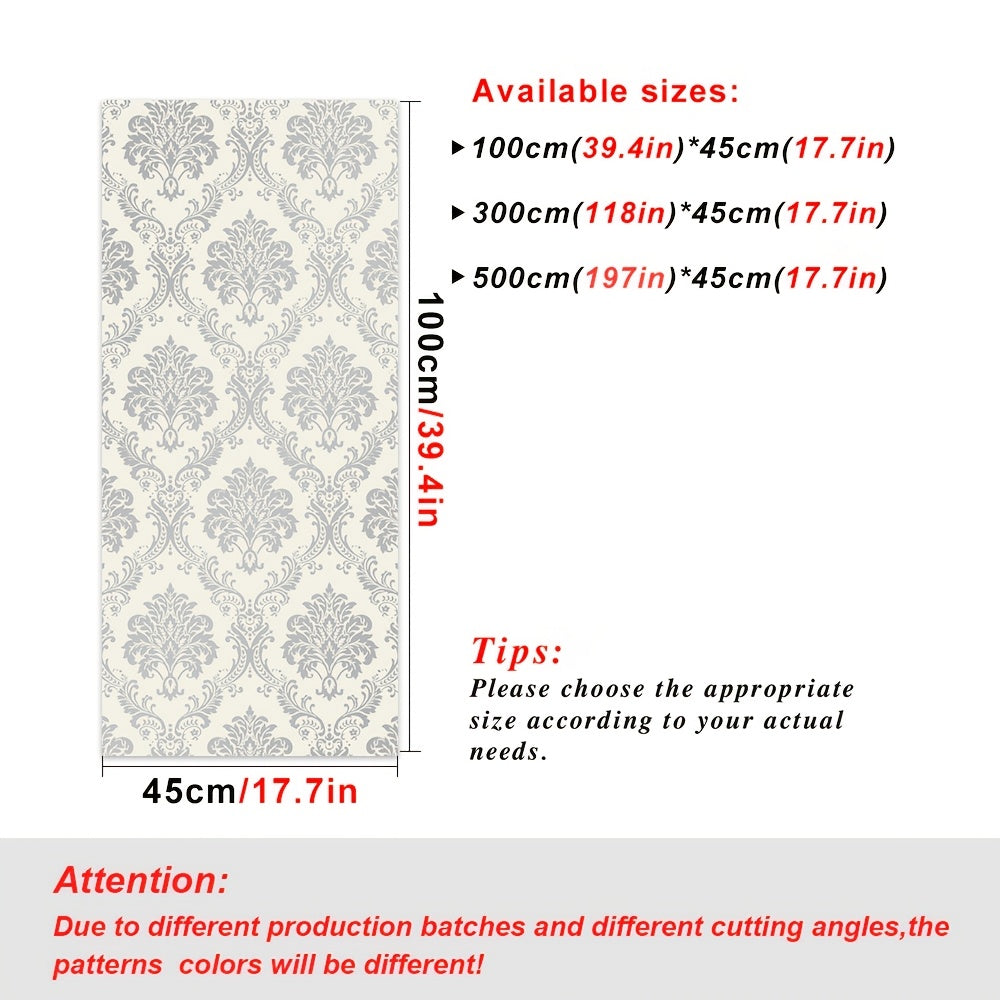 Easy Peel & Stick Silvery Damask Wallpaper