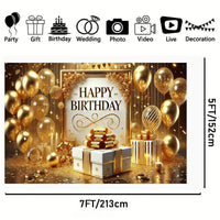 Luxurious Golden-Themed Happy Birthday Backdrop - 243.84x182 cm
