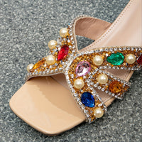 Women's Colorful Rhinestone & Faux Pearl Sandals