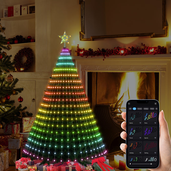 Smart LED Christmas Tree Lights with Music Sync - Multicolor Animated Light Show