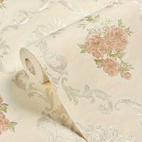 Glowhance Floral Wallpaper Roll, Pre-Pasted Non-Woven Luxurious Style Wall Covering