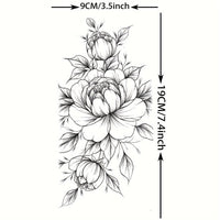 Large Peony Flower Temporary Tattoo Sticker