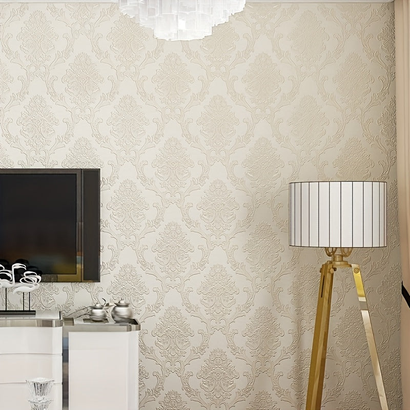 3D Embossed Self-Adhesive Wallpaper, Floral Pattern