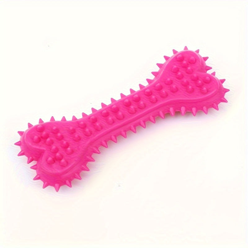 Polka Dot Bone-Shaped Dog Chew Toy - Durable Rubber Toothbrush Stick