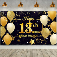 Black and Golden Fabric 13th Birthday Banner