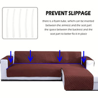 1pc Classic Reversible L-Shaped Sofa Cover, T-Cushion Polyester Protector with Ultrasonic Embossing, Machine Washable, Pet-Friendly Dual-Sided Dustproof Slipcover for Sectional Sofas