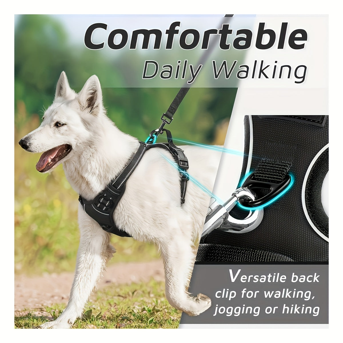 Dog Harness - No Pull Service Vest With Reflective Strips And Control Handle