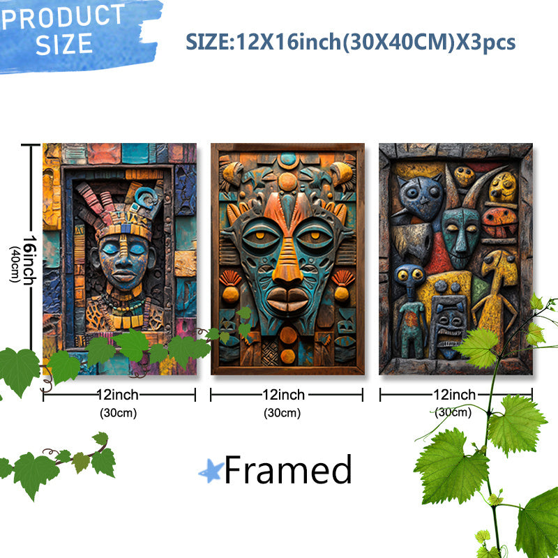 Elegant African Essence Framed Wall Art - 3pcs