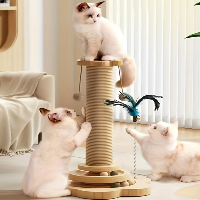 High-Quality Cat Spinning Toy with a Sisal Scratching Post