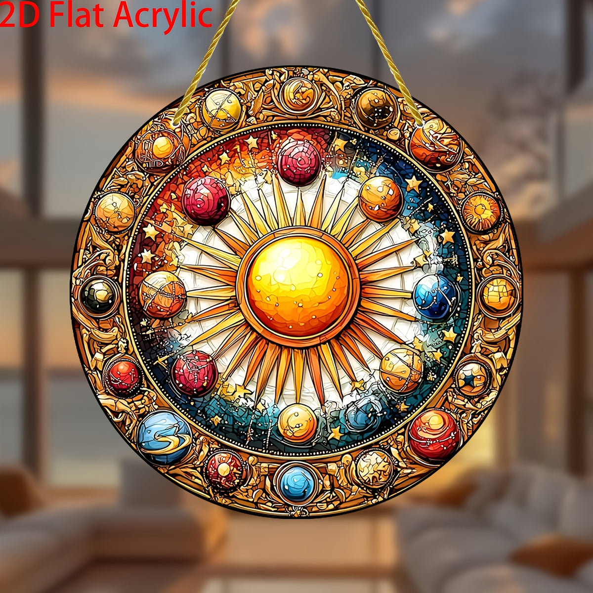 Cosmic Sun Catcher, 2D Flat Acrylic Planet Pendant