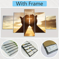 Wooden Framed Canvas Poster - Prayer Hand Canvas - 5pcs