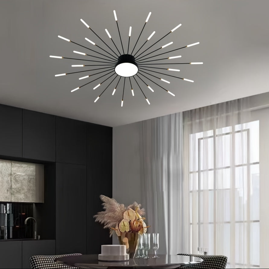 Modern LED Vortex Fireworks Ceiling Light – Sleek Acrylic Design with Illuminated Base, Neutral Lighting for Bedroom, Living Room, or Dining Room, Lights for Living Room
