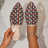 Women's Faux Pearl & Rhinestone Decor Flat Shoes