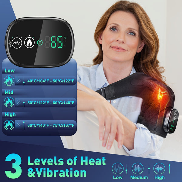 New Arrival Heating Massage Shoulder Wrap with 3 Levels Controller USB Rechargeable Free Size Shoulder Massager