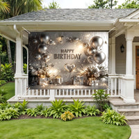 1 Piece, Happy Birthday Banner, Silvery And White Balloons And Gifts Birthday Party Celebration Decorations, 16 Years Old, 18 Years Old, 21 Years Old, 30 Years Old, 40 Years Old, 50 Years Old, 60 Years Old Birthday Party Univ