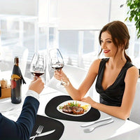 Round Faux Leather Placemats Set of 6, Non-Slip, Wipeable Table Mats for Dining, Kitchen, Restaurant, Cafe - Heat Resistant, Elegant Decorative Easy Clean Place Mats for Christmas