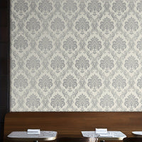 Easy Peel & Stick Silvery Damask Wallpaper