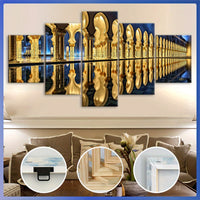 Wooden Framed Canvas, Magnificent Architecture Theme Poster - 5pcs