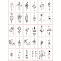 Hand Moon Flower Hannah Pattern Temporary Tattoo Stickers - 30pcs