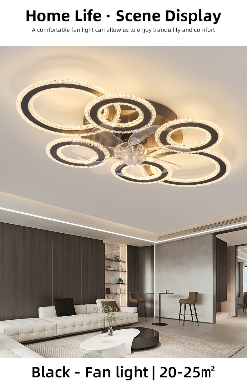 Modern Adjustable Ceiling Fan Light with Remote Control - 6 Brightness Levels, ABS/Acrylic/Metal Design, Mold-Resistant, Ideal for Living Room, Office, Bedroom, Kitchen, Fan for Bedroom, Perfect for Christmas Gifts, Holiday O