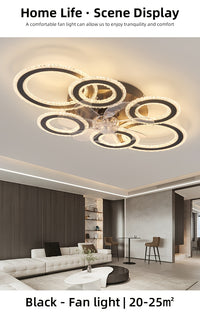 Modern Adjustable Ceiling Fan Light with Remote Control - 6 Brightness Levels, ABS/Acrylic/Metal Design, Mold-Resistant, Ideal for Living Room, Office, Bedroom, Kitchen, Fan for Bedroom, Perfect for Christmas Gifts, Holiday O